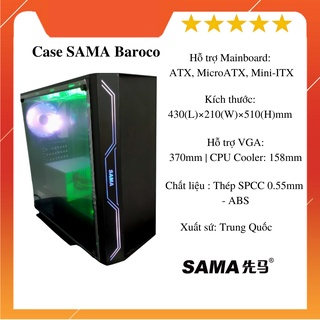 Vỏ Case máy tính SAMA Baroco Black ( Combo Fan Led hoặc Fan Coolmon thủy tinh + bàn di chuột )