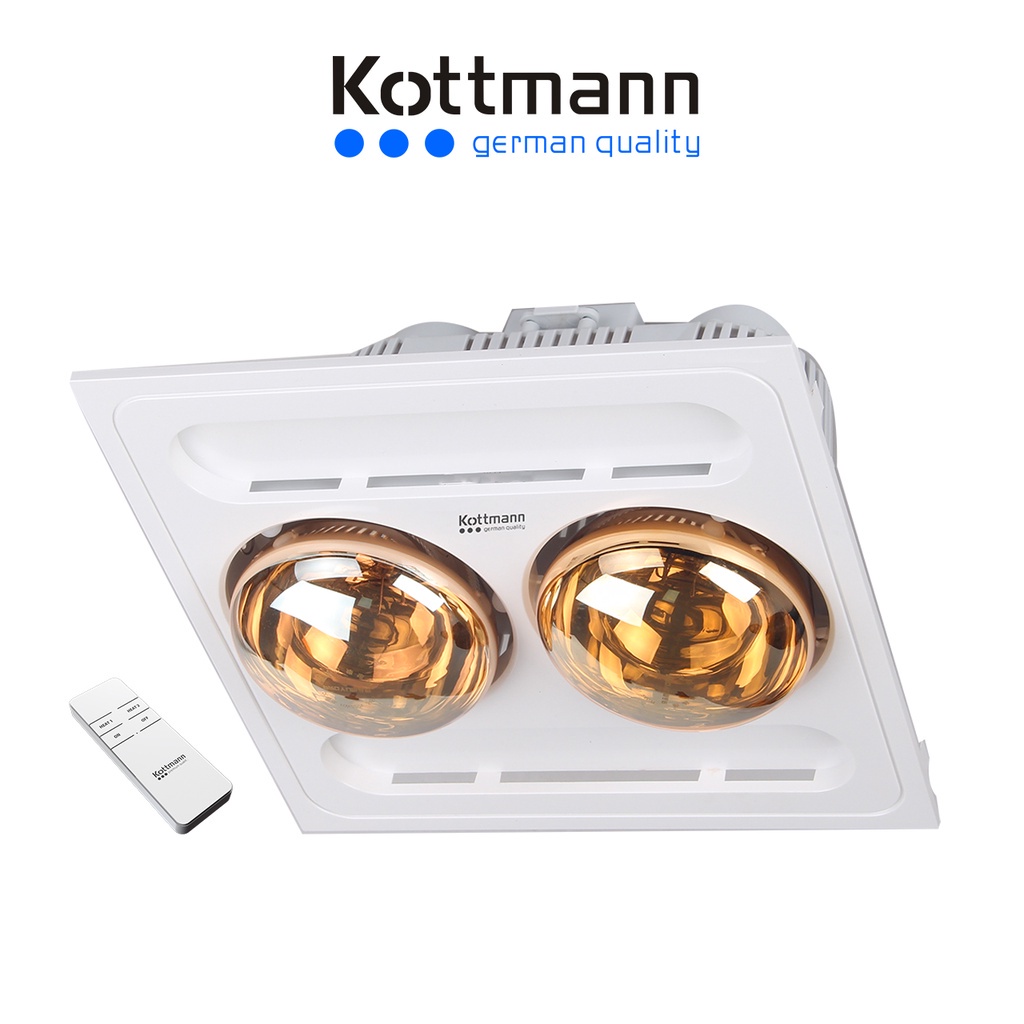 Đèn sưởi nhà tắm âm trần 2 bóng có điều khiển Kottmann K9-R