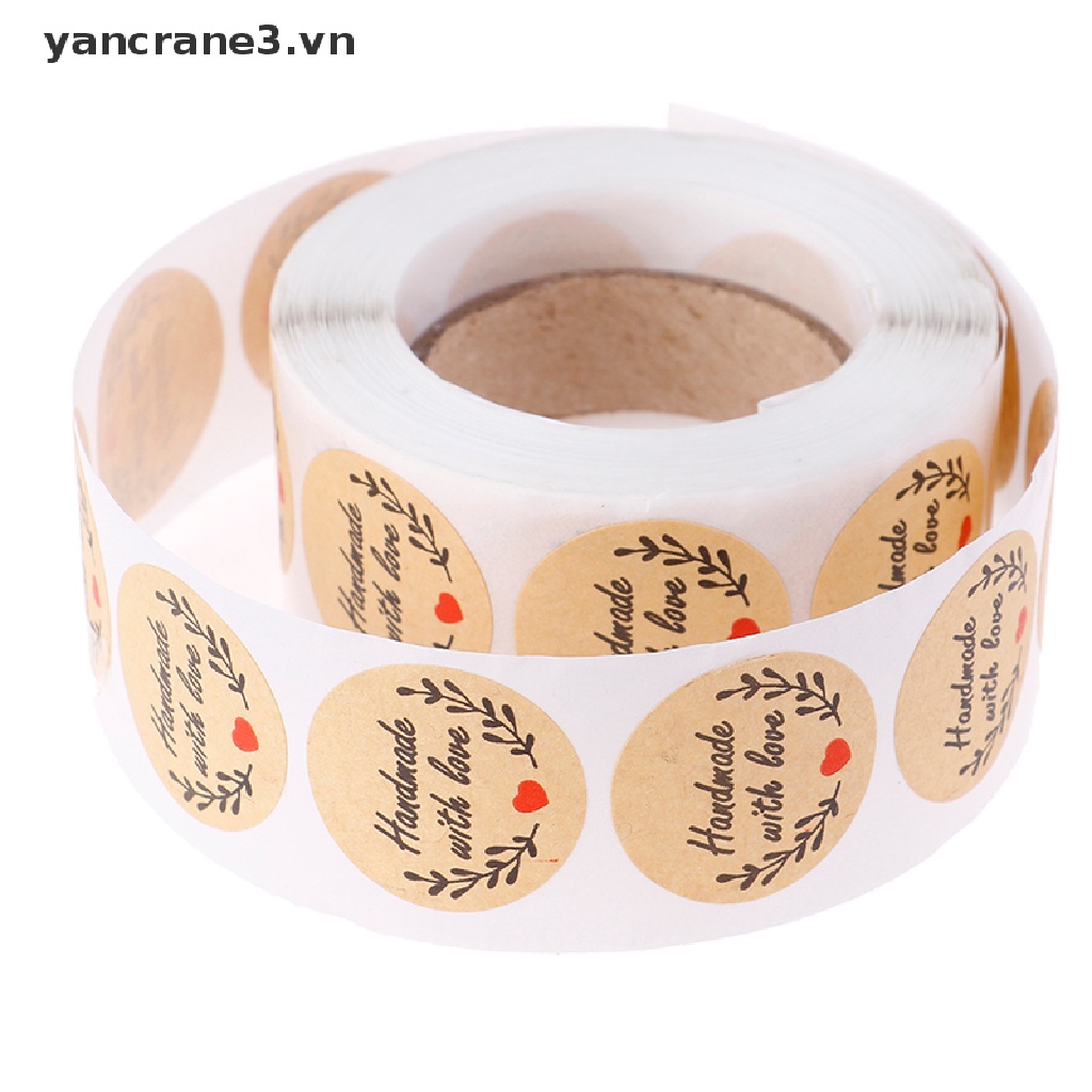 Cuộn 500 miếng dán in chữ tự làm With Love Thank you độc đáo dùng trang trí tiệc