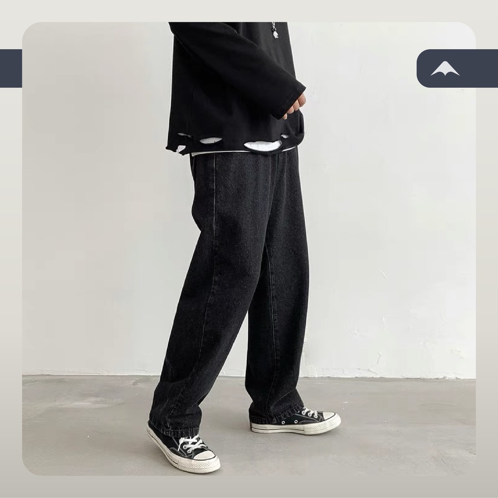 Quần jeans ống rộng Lucas MARTIAN cạp cao có cúc ống suông unisex cá tính quần bò denim Hàn Quốc QJSU02 | BigBuy360 - bigbuy360.vn