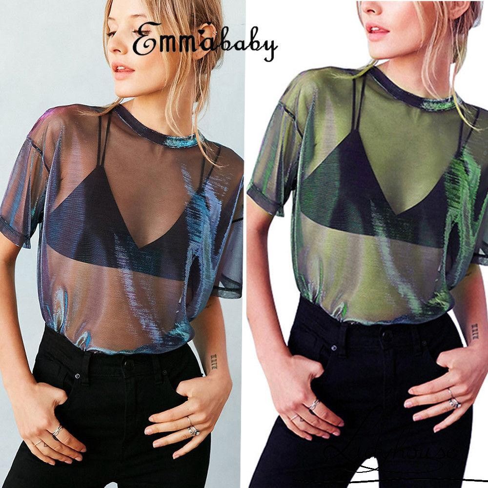 Áo lưới xuyên thấu màu nổi bật thời trang cho nữ