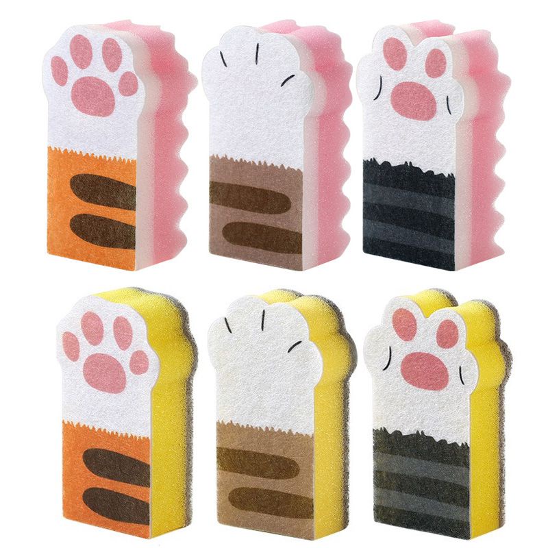 Set 3 miếng bọt biển rửa chén hình bàn chân mèo