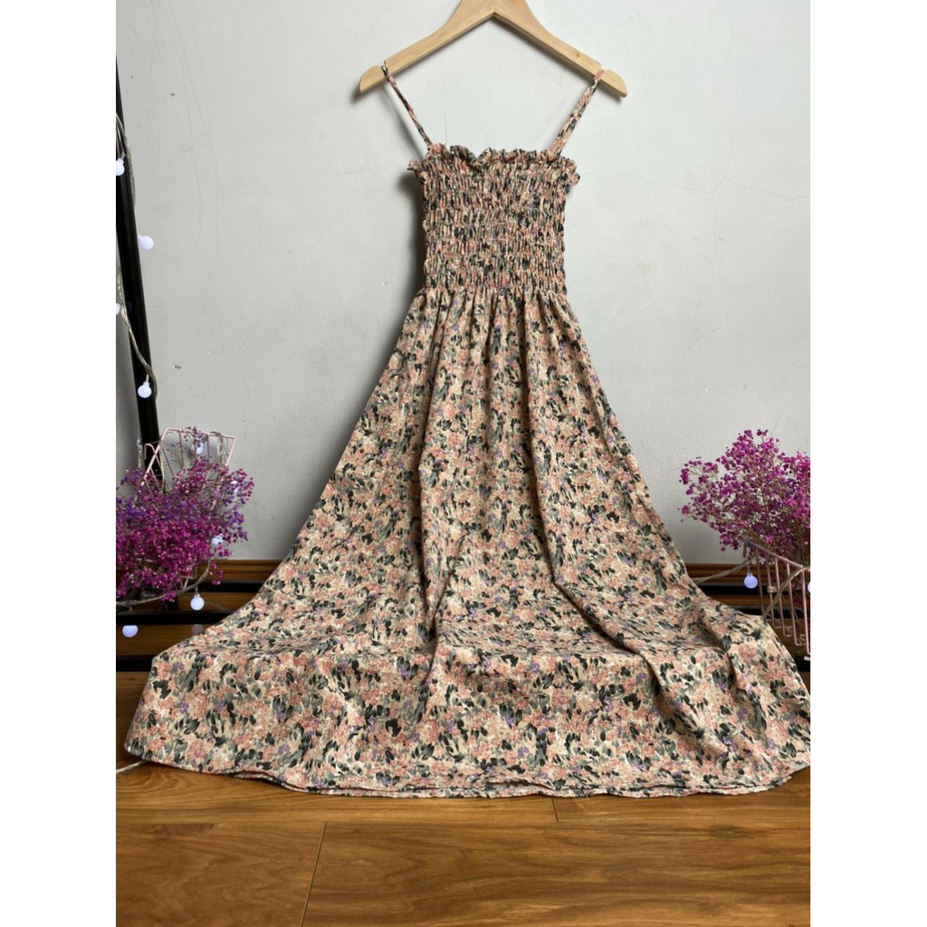 [ Mã FAMAYWA2 giảm 10K đơn 50K] váy 2 dây hoa cúc nhí có chun ngực thướt tha | BigBuy360 - bigbuy360.vn