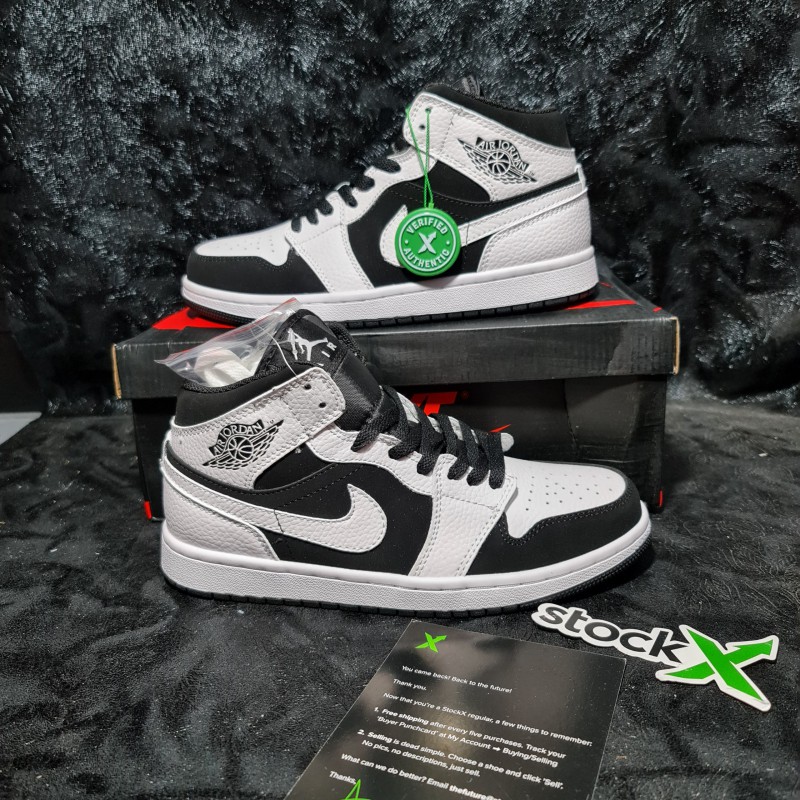 [Ảnh Thật + Video] Giày Jordan 1 Mid Black White || Giày sneakers Jordan 1 Cổ Trung Đen Trắng
