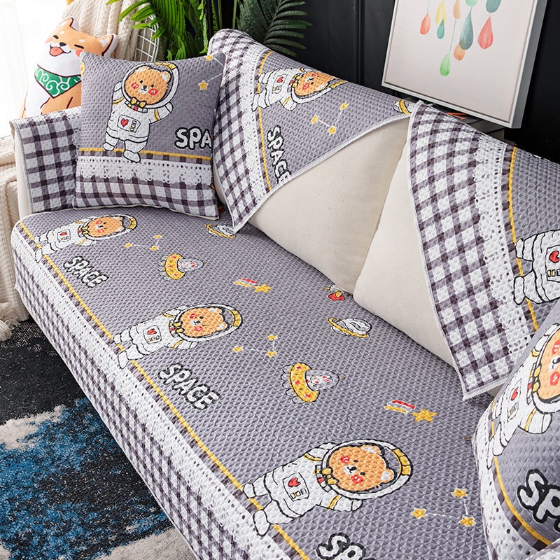 Vỏ Bọc Ghế Sofa Bằng Cotton Nguyên Chất 1/2/3/4 Chỗ Ngồi Chống Trượt