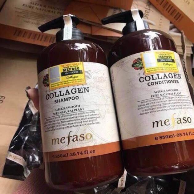 [Chính Hãng] Bộ Dầu Gội Xả Collagen Mefaso (Ý) Chai 850 ml 1 Cặp 2 Chai