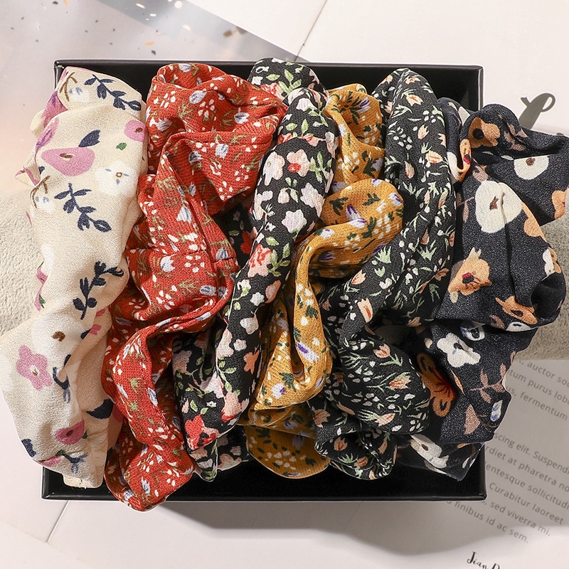 1 Dây Buộc Tóc Cao Su Co Giãn In Họa Tiết Hoa Thanh Lịch Cho Nữ