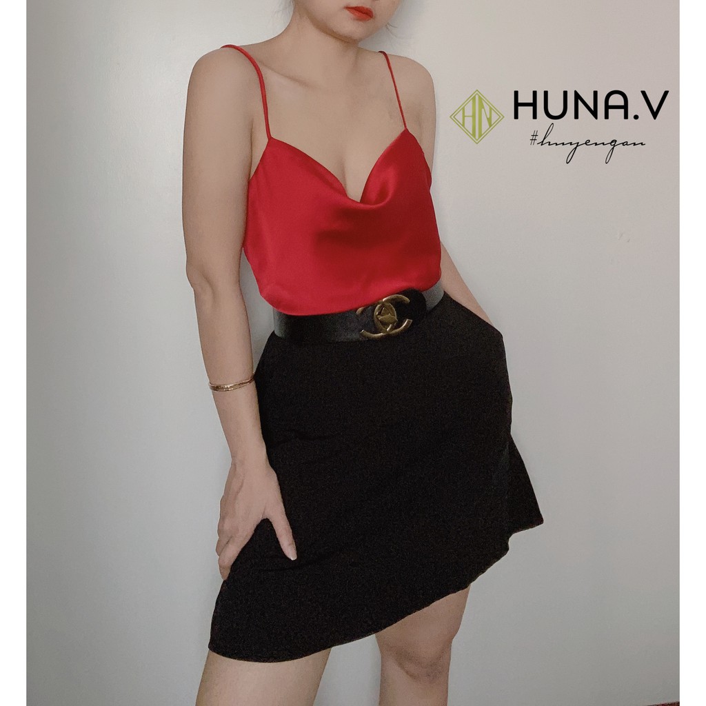 Áo hai dây lụa satin cổ đổ Hàng Thiết Kế - Ảnh thật tự chụp | BigBuy360 - bigbuy360.vn