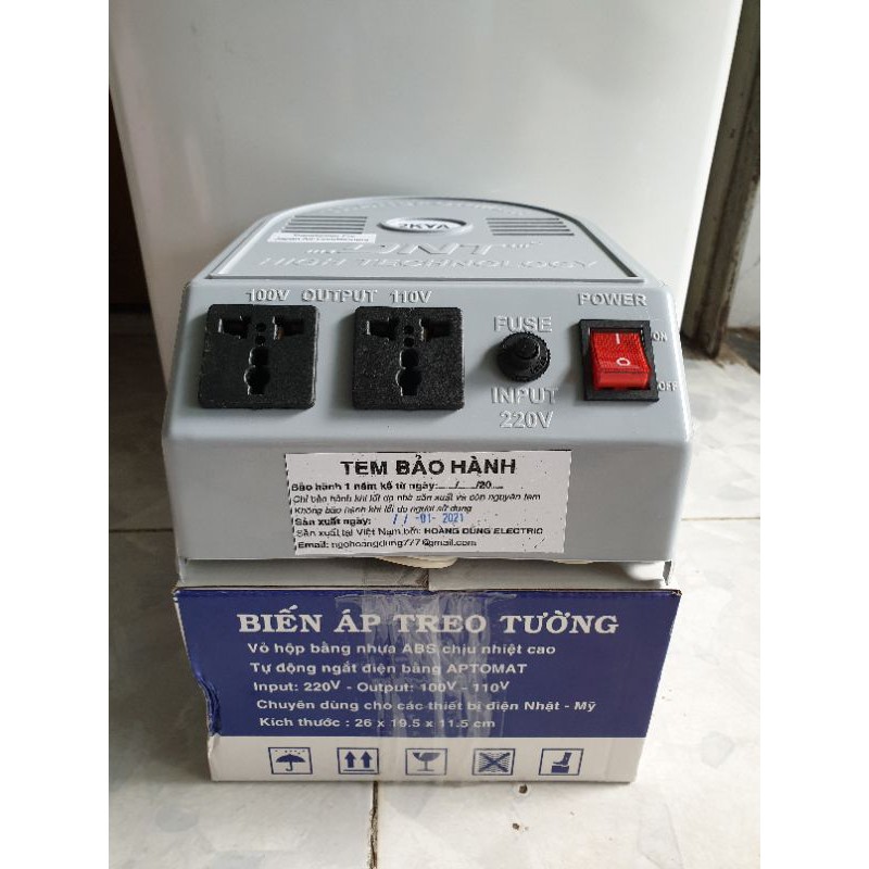 Biến áp tự ngẫu xuyến treo tường DNT hàng chĩnh hãng loại 2KVA