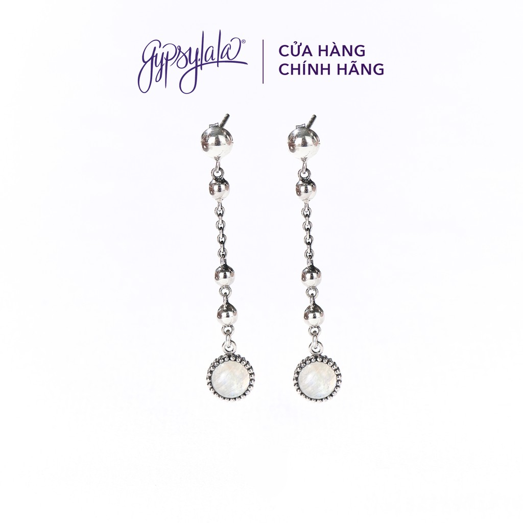 Bông Tai Bạc 925 Đá Ánh Trăng Moonstone Thiên Nhiên Phong Thủy May Mắn Không Kị Mệnh SP003245 Gypsy.lala