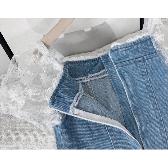 Váy demin / Váy bò / Váy Jeans phối ren thời trang cho bé gái