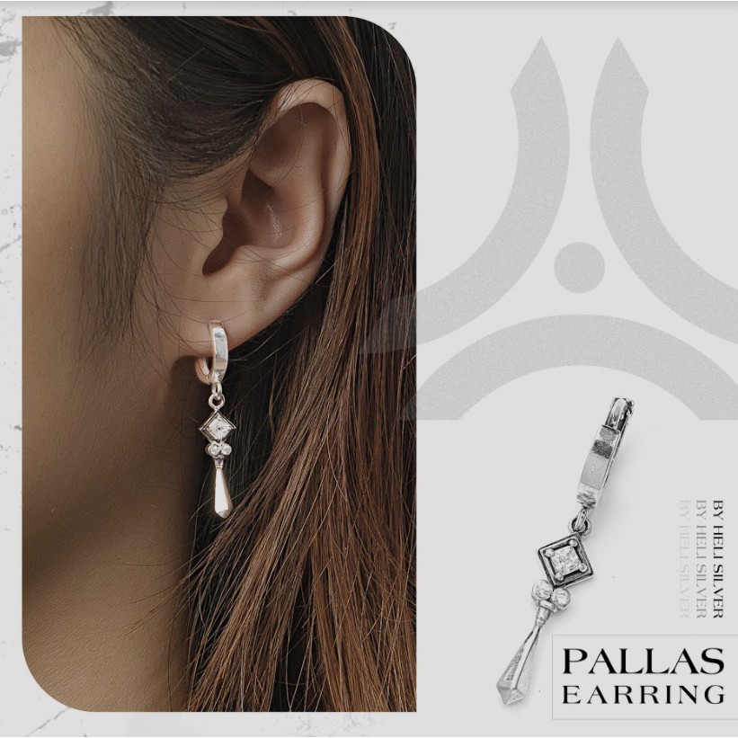 Khuyên tai bạc nam, nữ HeliSilver Pallas Of Spades S925 KTB274