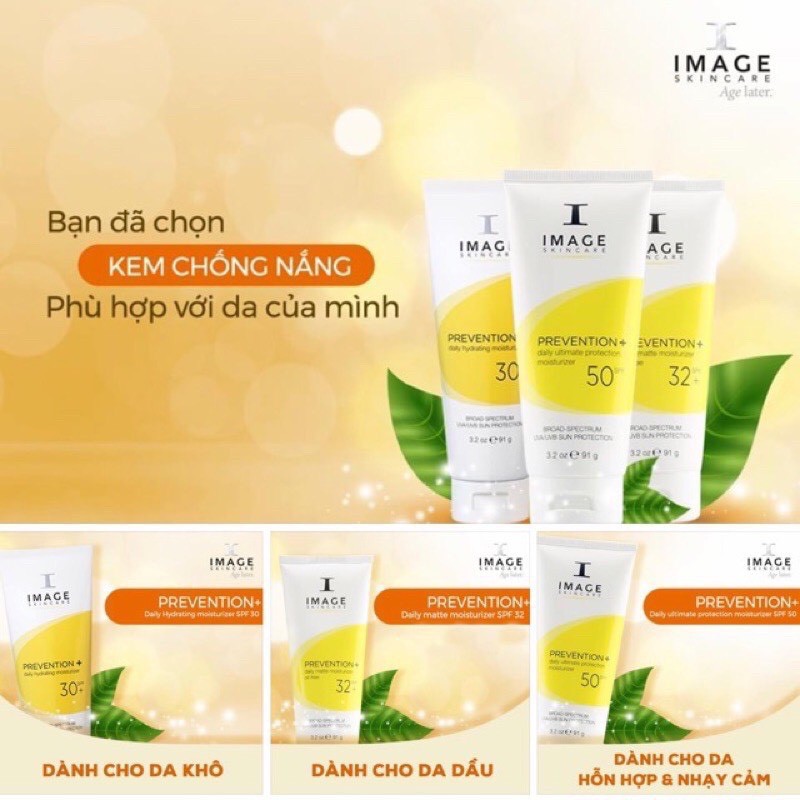 (CHÍNH HÃNG) Kem Chống Nắng Vật Lý IMAGE Skincare Prevention SPF30+, 32+, 50+ Cho Da Dầu Nhờn, Da Khô, Da Hỗn Hợp