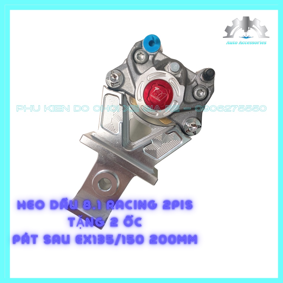COMBO Exciter Ex135 Ex150 Ex155 - TẶNG 2 ỐC SALAYA. Heo Dầu 8.1 Racing 2pis đối xứng Kèm Pát Sau CNC đĩa size ZIN 200mm