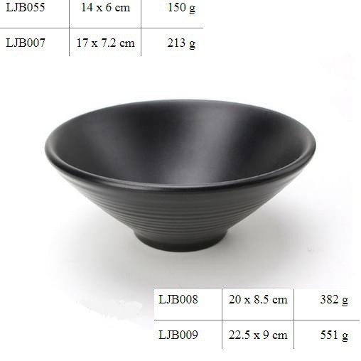 [Mẫu Mới]Tô bán mì bún phở size vừa màu đen hình tam giác kiểu Hàn Quốc 17cm LJB007