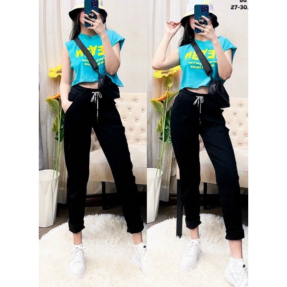 Quần jean form 9 tấc lưng thun Bigsize
