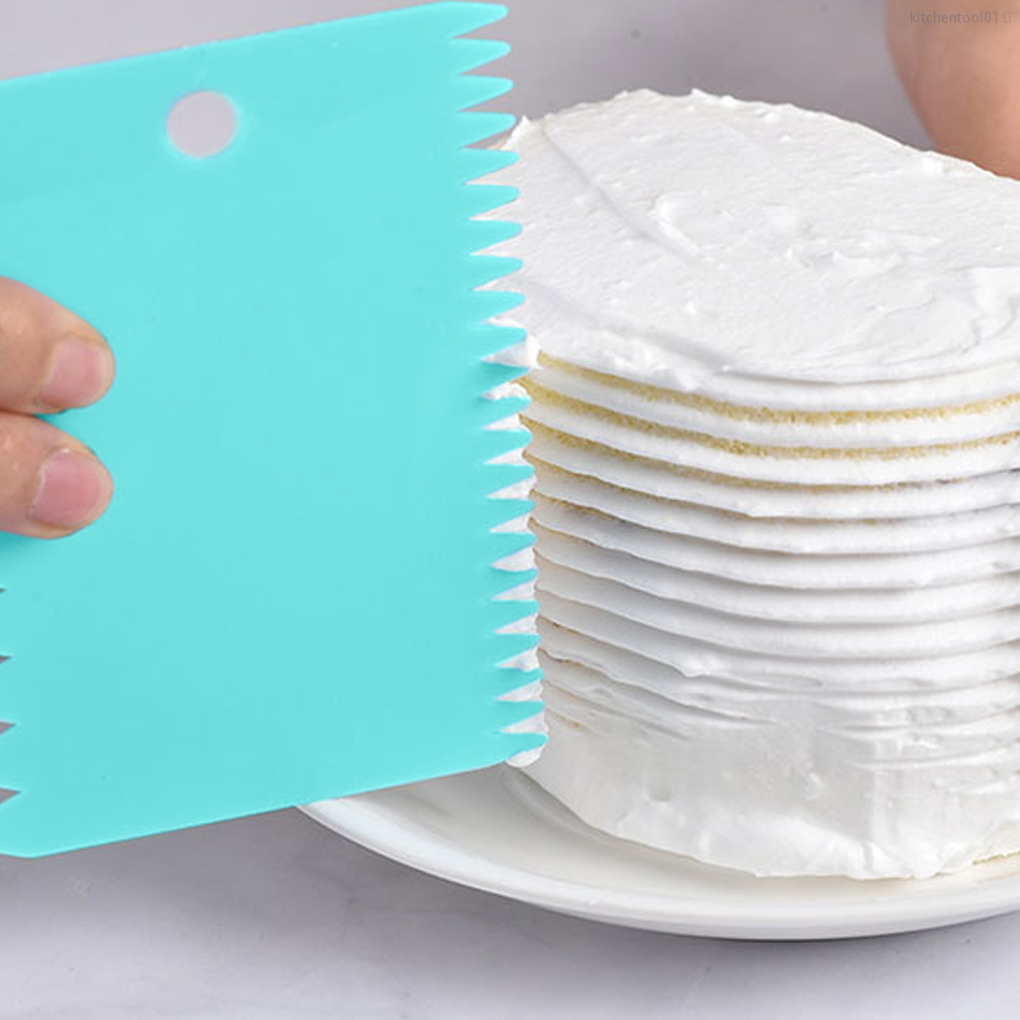 Bộ 3 Dụng Cụ Vét Kem Làm Bánh Màu Xanh Dương Bằng Nhựa Diy 01