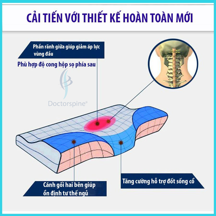 [Phiên Bản Mới] Gối ngủ nhanh nhật bản - hỗ trợ điều trị đau lưng, kéo dãn đốt sống cổ [Chất liệu cao su non cao cấp]