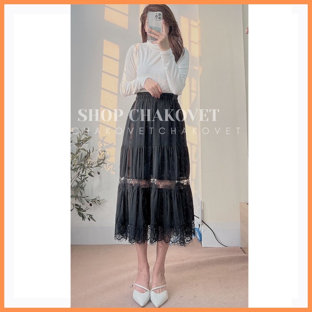 Chân váy 3 tầng dài quá gối chất đẹp nhất ngành hàng CV8130, kiểu chân váy xếp ly dài dáng xòe Ulzzang, ảnh thật 1000% | BigBuy360 - bigbuy360.vn