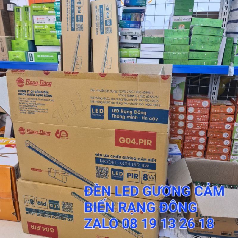 Đèn Led GƯƠNG Cảm Biến 8W Rạng Đông, thông minh cao cấp, mã G04.PIR 8W