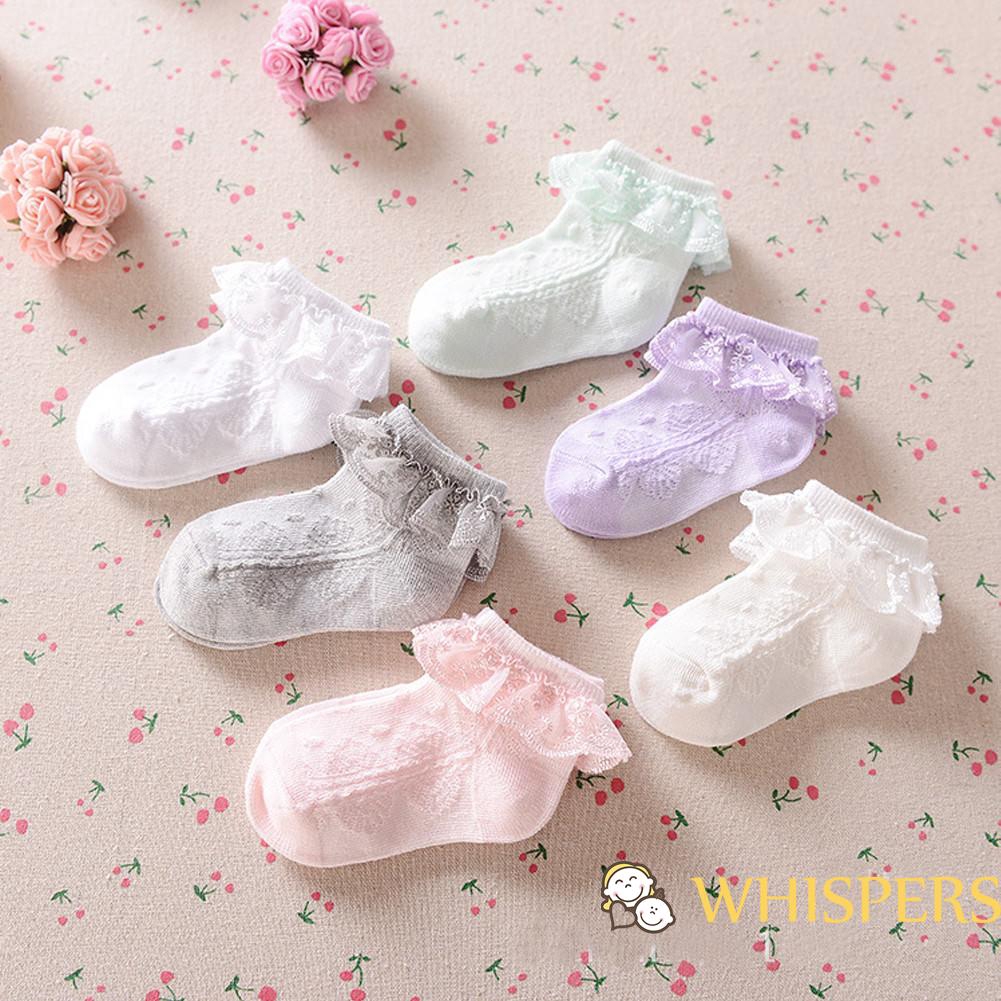 Vớ công chúa phối ren bèo chống trượt xinh xắn dễ thương cho bé gái