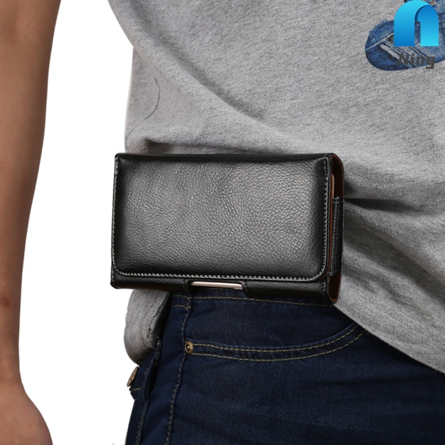 Ning Túi Đựng Điện Thoại Đeo Ngang Hông Họa Tiết Da Trái Vải Một Lớp Thông Dụng Tương Thích Với iPhone