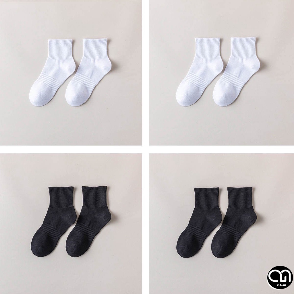 Tất Vớ Trơn Cổ Ngắn,Cổ Trung,Cổ Cao, Nam Nữ Trắng Đen Thời Trang Unisex Style Hàn Quốc