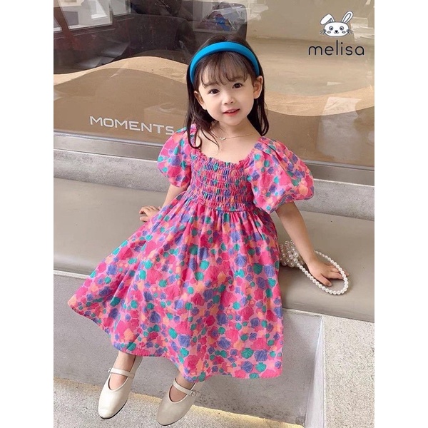 Váy Melisa hồng hoạ tiết