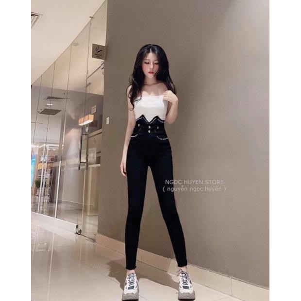 [ bán lẻ giá sỉ ] Quần jean cạp siêu cao đính cườm siêu đẹp | BigBuy360 - bigbuy360.vn