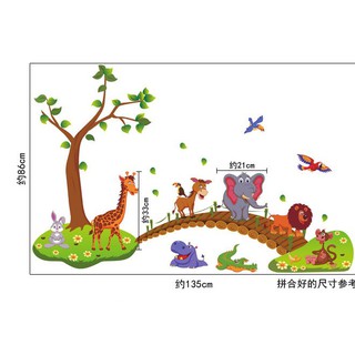 DECAL DÁN TƯỜNG THÚ QUA CẦU AY9245