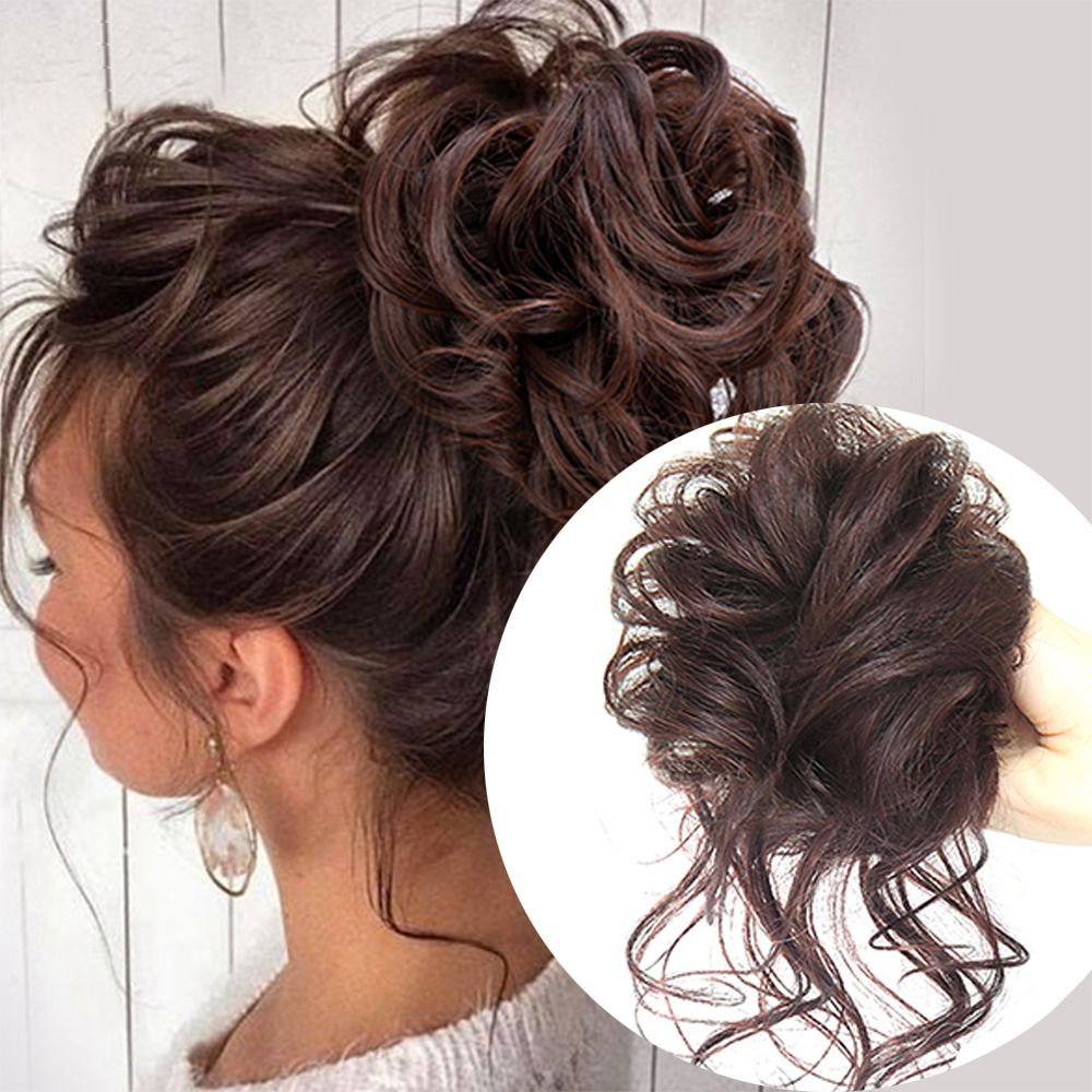 Búi tóc giả xoăn bằng sợi tổng hợp co giãn 22 màu tùy chọn thời trang cho nữ