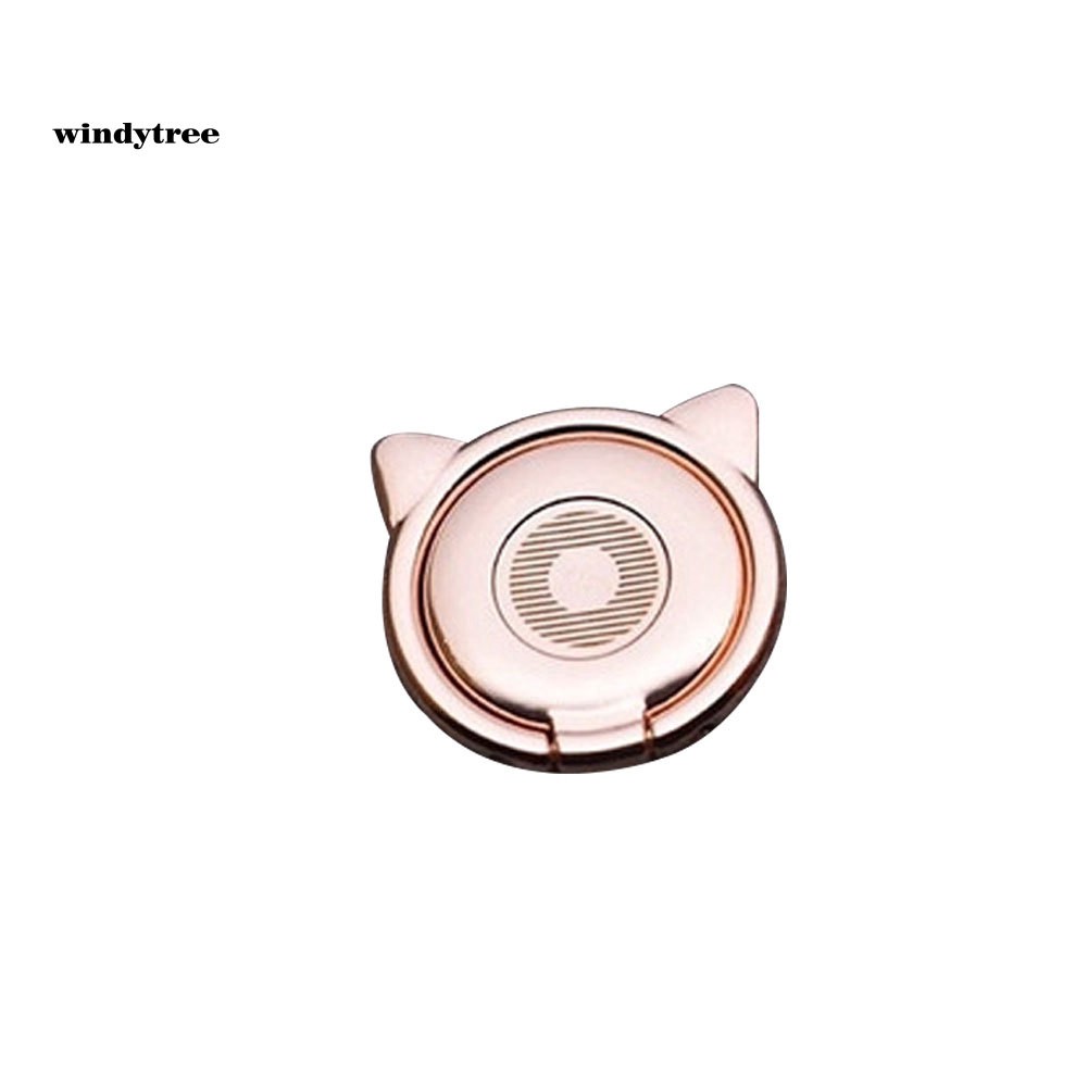 WDTE Universal Rotated Cute Cat Ears Metal Mobile Phone Finger Ring Holder Grip Stand