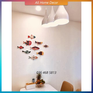 Bộ cá Decor Cao cấp, bộ cá treo tường - 9 em cá dán tường