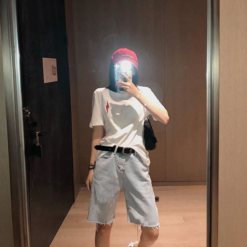 Quần Short Denim Ống Rộng Lưng Cao Phối Ren Hoa Thời Trang Mùa Hè 2021 Cho Nữ