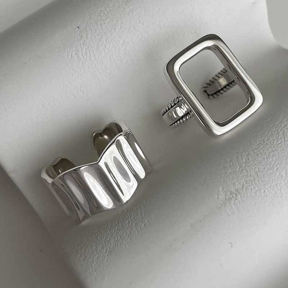 Bộ 2 Nhẫn Bạc Hình Hoa Dạng Mở Điều Chỉnh Được Phong Cách Hàn Quốc Ngọt Ngào Cho Nữ