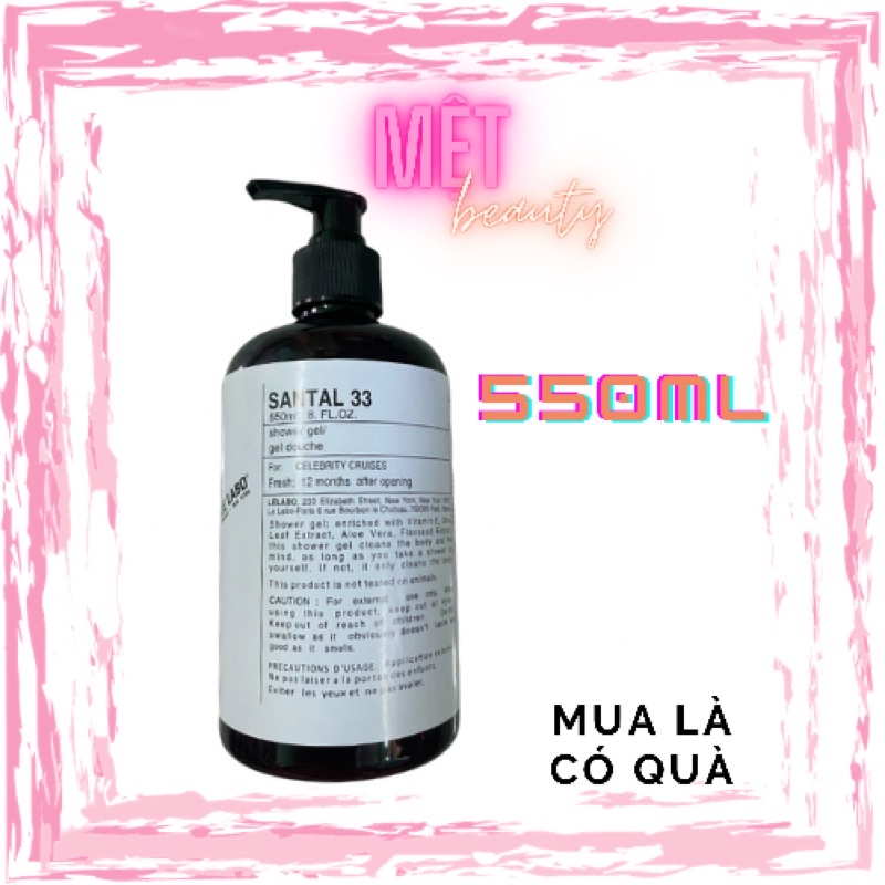 SỮA TẮM LELABO SANTAL 550ML GIÚP MỀM MẠI, HƯƠNG NƯỚC HOA LƯU MÙI LÂU, GIÚP DA TRẮNG SÁNG ( le labo)
