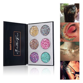 [Hàng mới về] Bảng phấn mắt BEAUTY GLAZED 6 màu lì có sequin lấp lánh