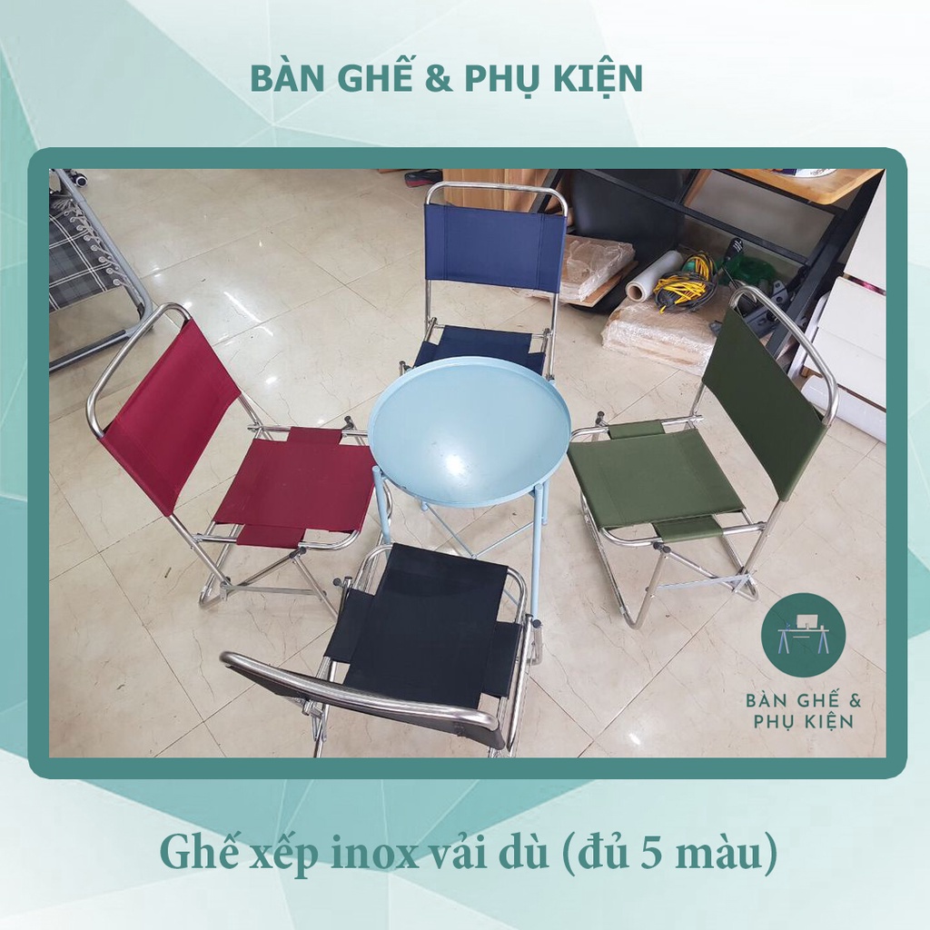(Có ship trong ngày) Ghế xếp inox vải dù, ghế gấp ngồi câu cá, đi du lịch, nhỏ gọn, tiện lợi