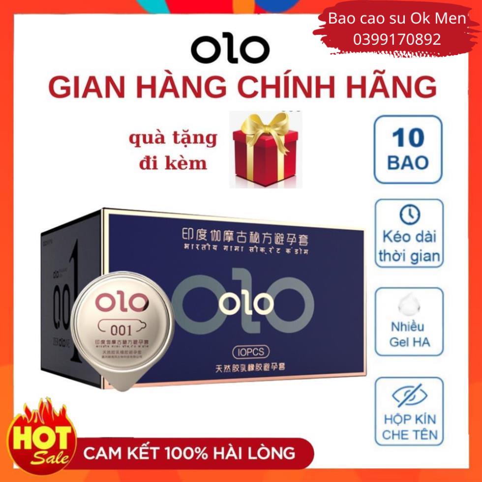 Bao Cao Su OLO 001 Xanh, bcs Kéo Dài Thời Gian, Siêu Mỏng, Nhiều Gel Bôi Trơn hộp 10 BCS