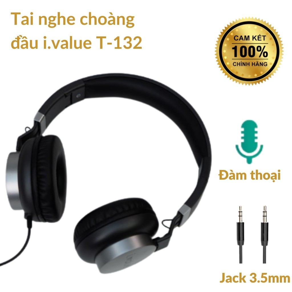 Tai nghe có dây choàng đầu i.value T-132, Đàm thoại, Chụp tai, Hàng chính hãng