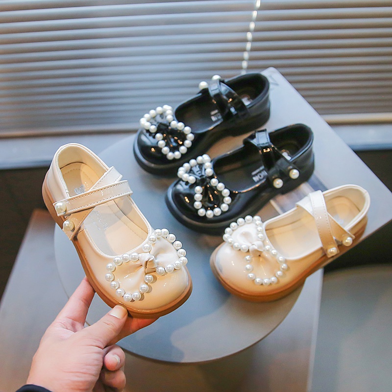 Giày Búp Bê Da Đế Mềm Chống Trượt Đính Nơ Dễ Thương Cho Bé Gái Từ 3-16 Tuổi