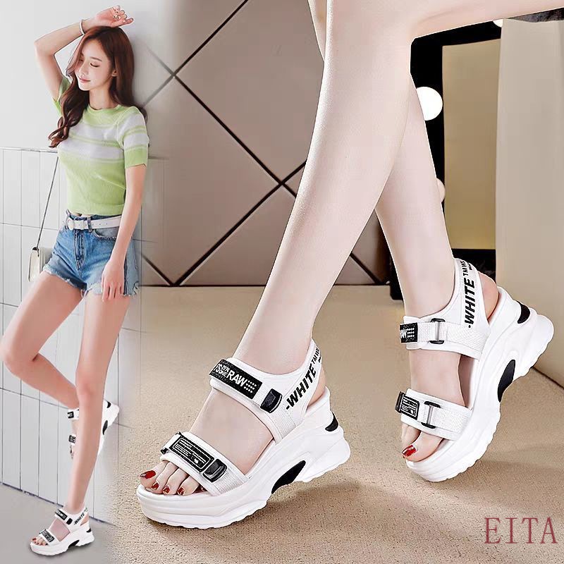 Giày Sandal Thể Thao Đế Xuồng Dày Thời Trang Mùa Hè Cho Nữ