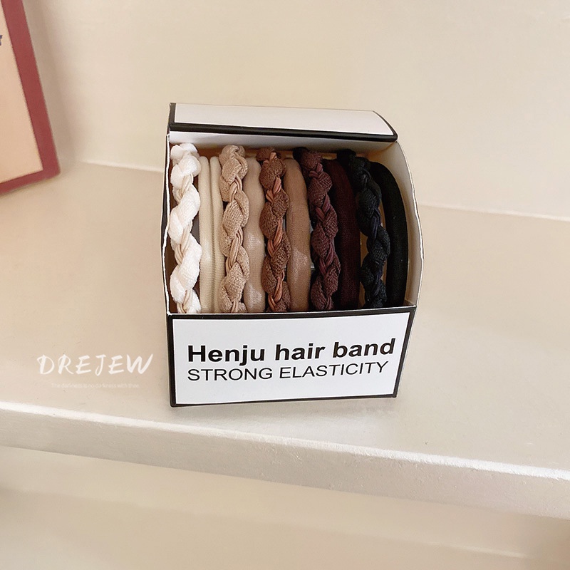 DREJEW Dây Buộc Tóc Đuôi Ngựa Độ Co Giãn Cao Hình Học Đơn Giản Thời Trang