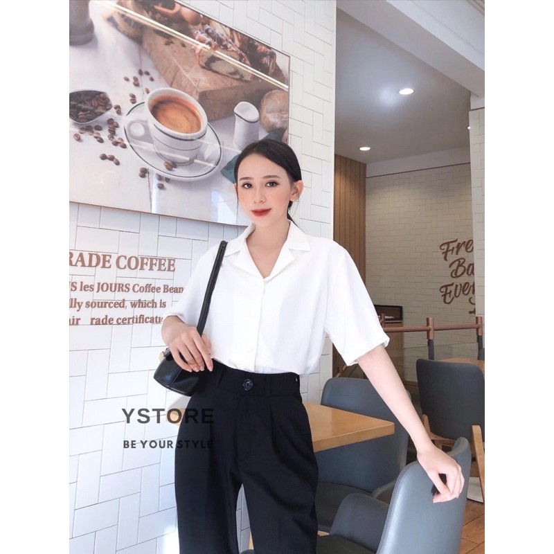 áo sơ mi cổ VEST tay ngắn quốc dân + VIDEO ẢNH THẬT