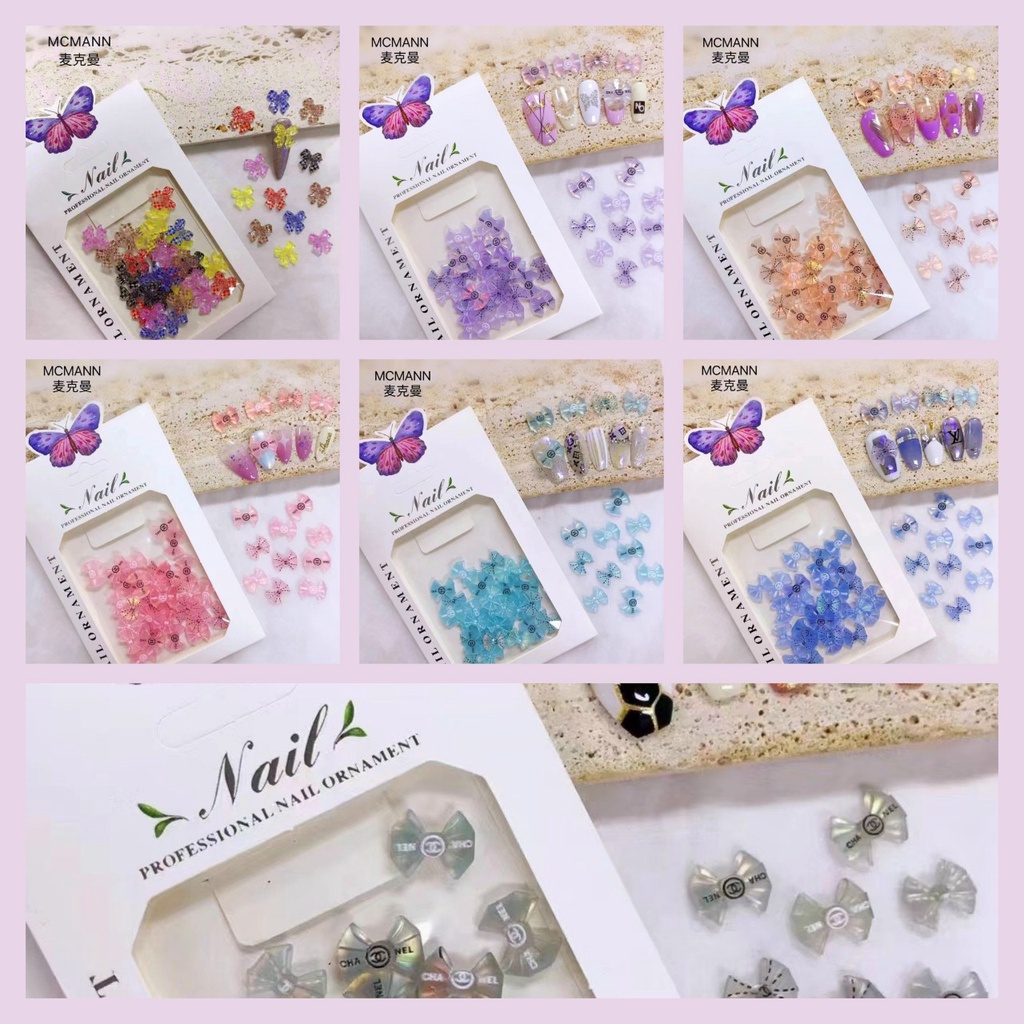 Charm nơ gắn móng làm nail mi hình xăm phụ kiên spa sang chảnh sành điệu theo phong cách thời trang nữ Hàn Quốc