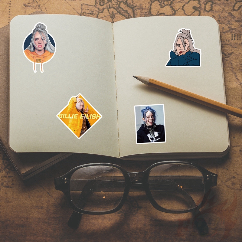 ❉ Billie Eilish Series 06 - Pop Singer Superstar Stickers ❉ 50Pcs/Set DIY Fashion Mixed Doodle Decals Stickers