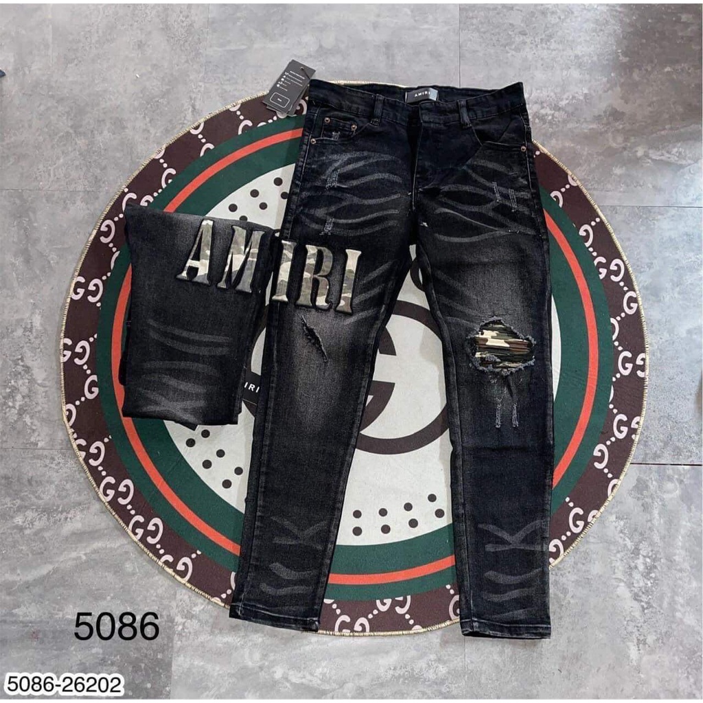 Quần Jean Thêu Chữ AMR Cao Cấp - Quần Bò Nam Thêu Logo Cực Đẹp