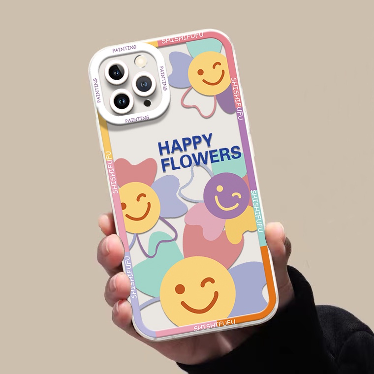 Ốp Điện Thoại TPU Silicon Mềm Trong Suốt Hình Mặt Cười Cho IPhone 14 13 12 11 Pro X XR XS Max SE 6 6S 7 8 Plus