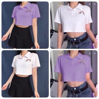 Áo croptop cầu vòng cổ trụ