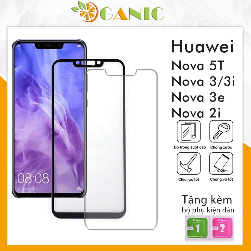 Kính cường lực Huawei Nova 5T Nova 4e Nova 3e Nova 2i Nova 3 3i Kính Trong Suốt Full Màn Hình Tặng Kèm Khăn Lau